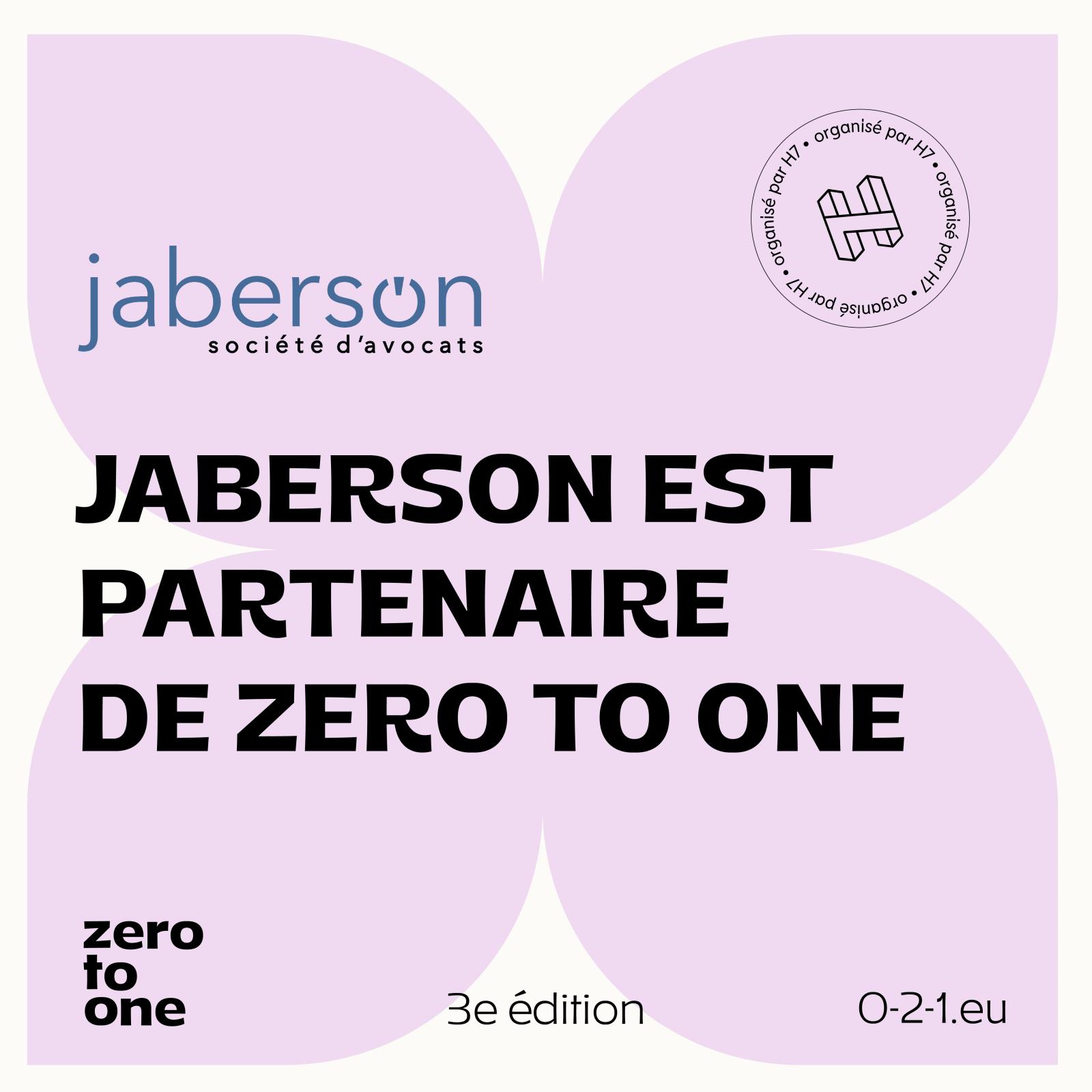 Jaberson est partenaire du zero to one, l'évènement start up à Lyon